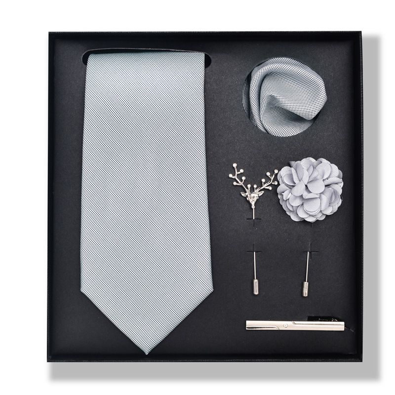 Set da uomo alla moda in tinta unita a righe con anacardi, confezione regalo da 6 pezzi, set con corsetto con fermacravatta e sciarpa quadrata_voghion.com