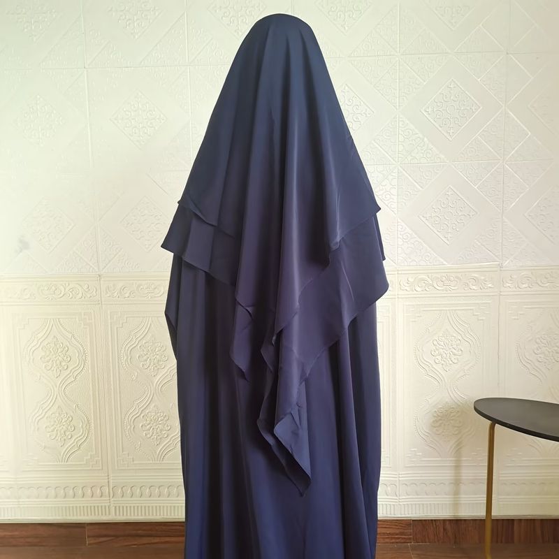 Vestido de dos piezas con hiyab, holgado, con mangas murciélago y color liso para mujer de Dubái, P105_voghion.com