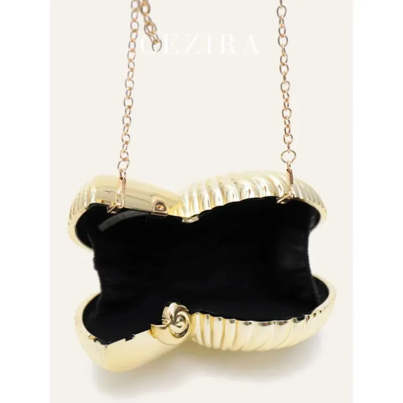 Borsa da sera a forma di conchiglia, di alta qualità, con tracolla a catena, firmata CEZIRA, in acrilico lucido, da donna, alla moda_voghion.com