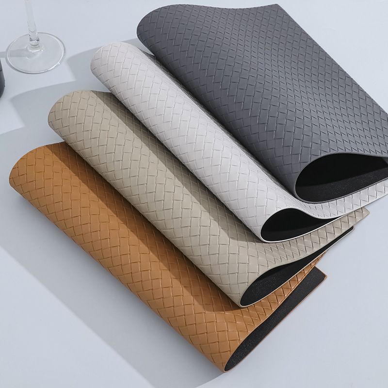 PU Leather Placemats - Double-Sided Heat-Resistant For Dining Table & Cups (Solid Color Non-Slip Set Of 4 Or 6 Easy To Clean)_voghion.com