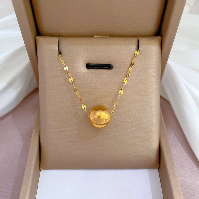 【 Full Body Titanium Steel 】 Lucky Bead Furnace Genuine Gold Cold Necklace For Women's Ins Mesh Red Collarbone Chain_voghion.com