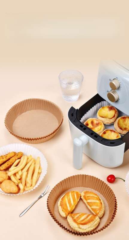Freidora de aire con aceite, bandeja circular desechable resistente a altas temperaturas para horno, papel de silicona de doble cara para aceite._voghion.com