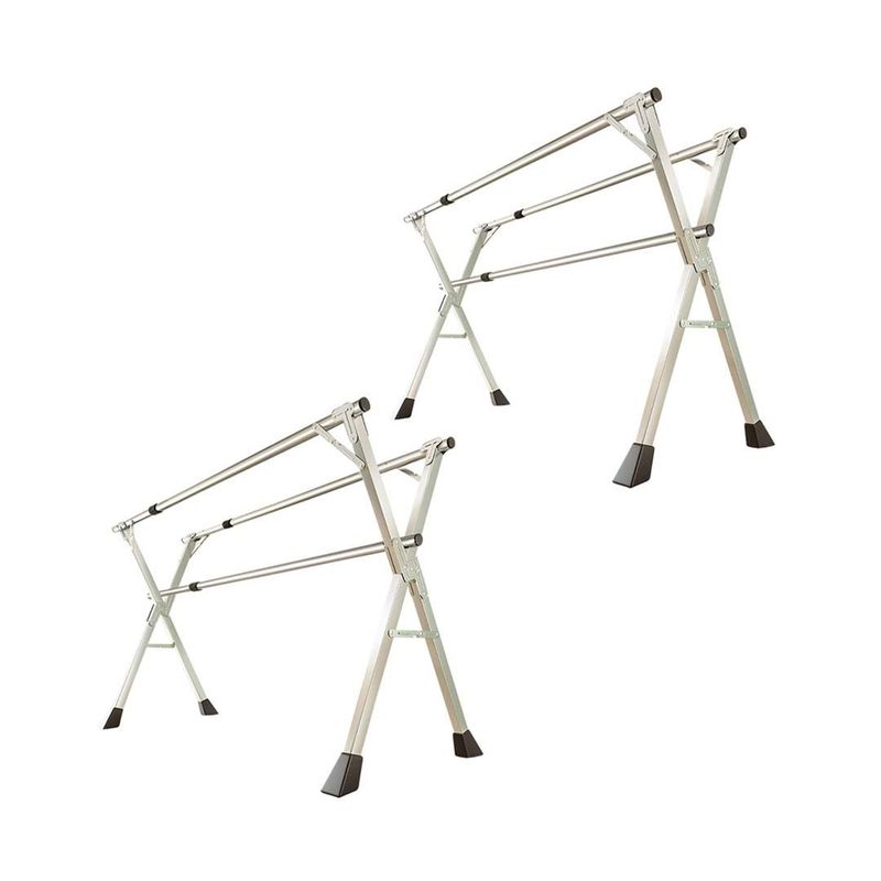 SOGA 2X 2.4m Portable Standing Clothes Drying Rack Holder 3 Poles_voghion.com