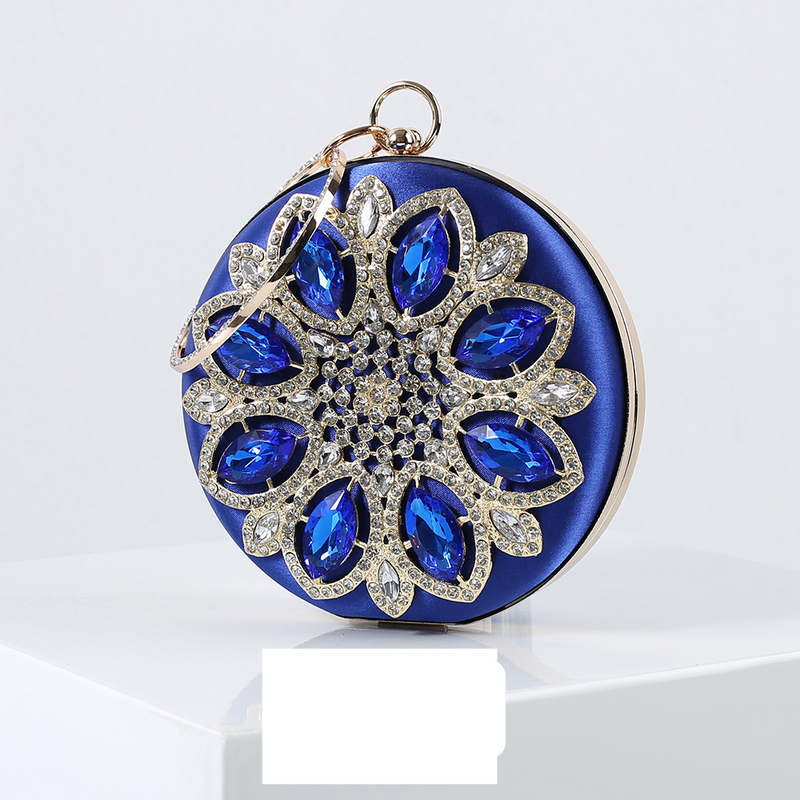 Modische, mit Diamanten besetzte Abendtasche, Retro-Damentasche aus Seide, diagonale, runde Handtasche in der Hand,_voghion.com