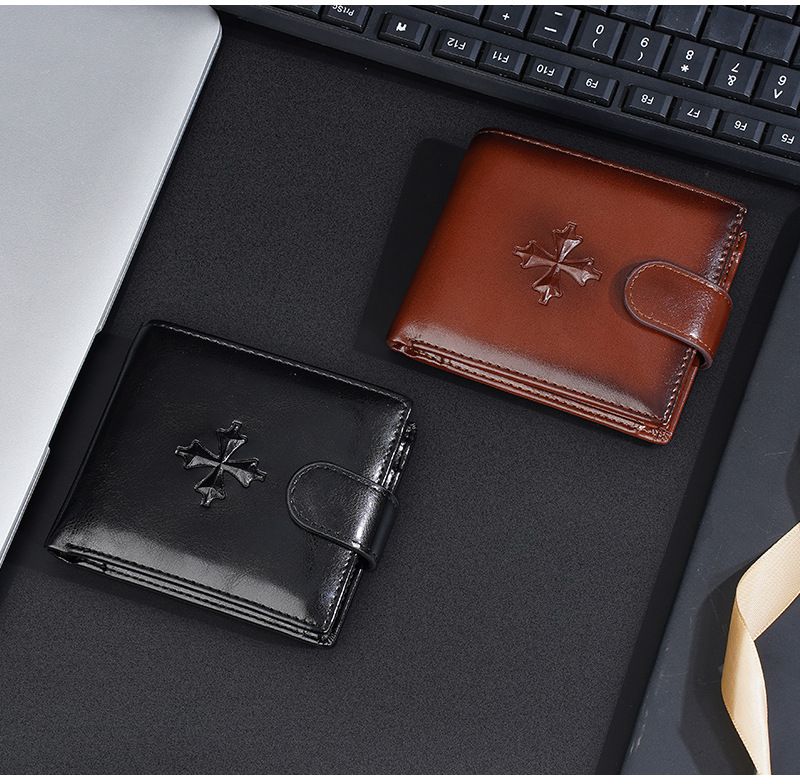 Baellerry New Wallet Men's Short Senior Sense Retro Pu Buckle Money Clip Business Zip Small Wallet Man_voghion.com