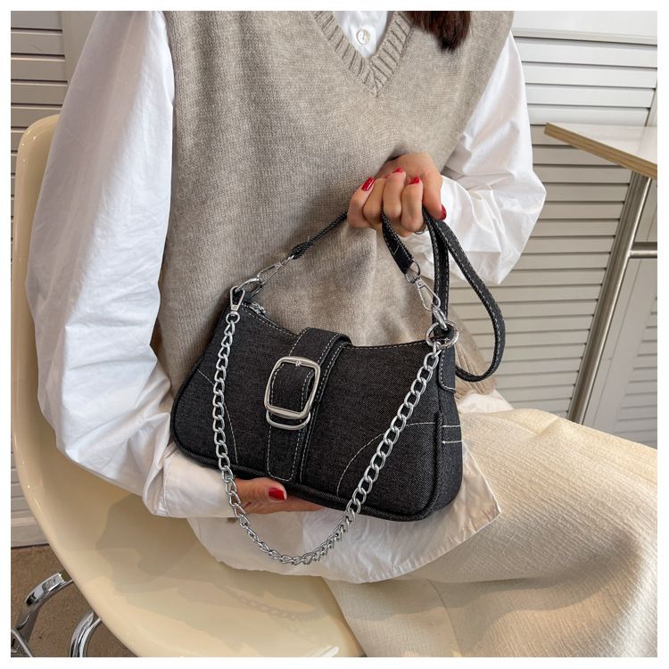 Senior Feeling Canvas Küçük Çanta Kadın Çantası Moda Zincir Çapraz Çanta Omuz Koltuk Altı Çantası_voghion.com