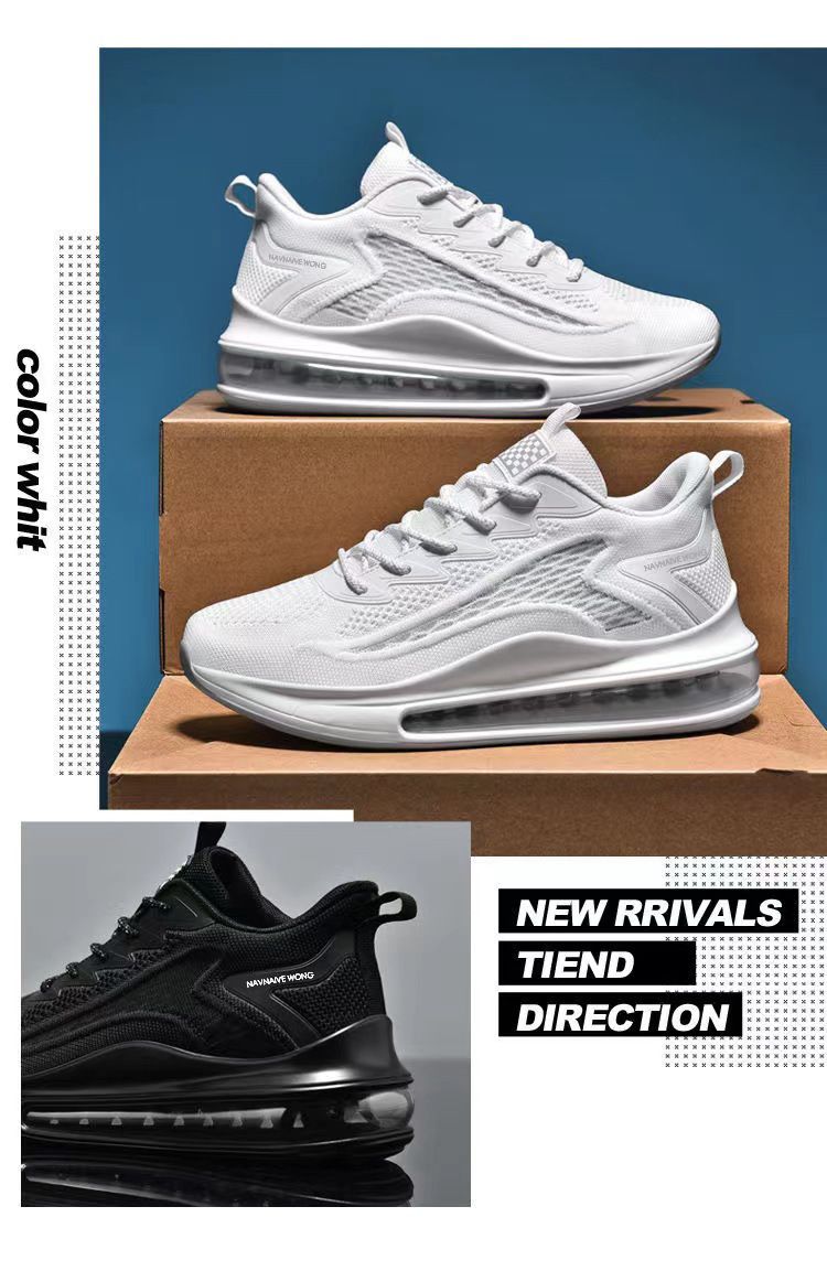Leisure Men's Breathable Fly Woven Low Top Sports Shoes, Fashionable Air Cushion Outdoor Running And Travel Shoes_voghion.com