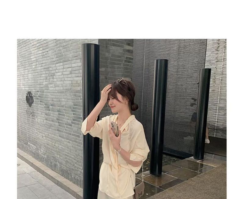 Acetic acid satin half length for women in summer with a high-end A-line high waisted pearl pink wrap buttocks French_voghion.com