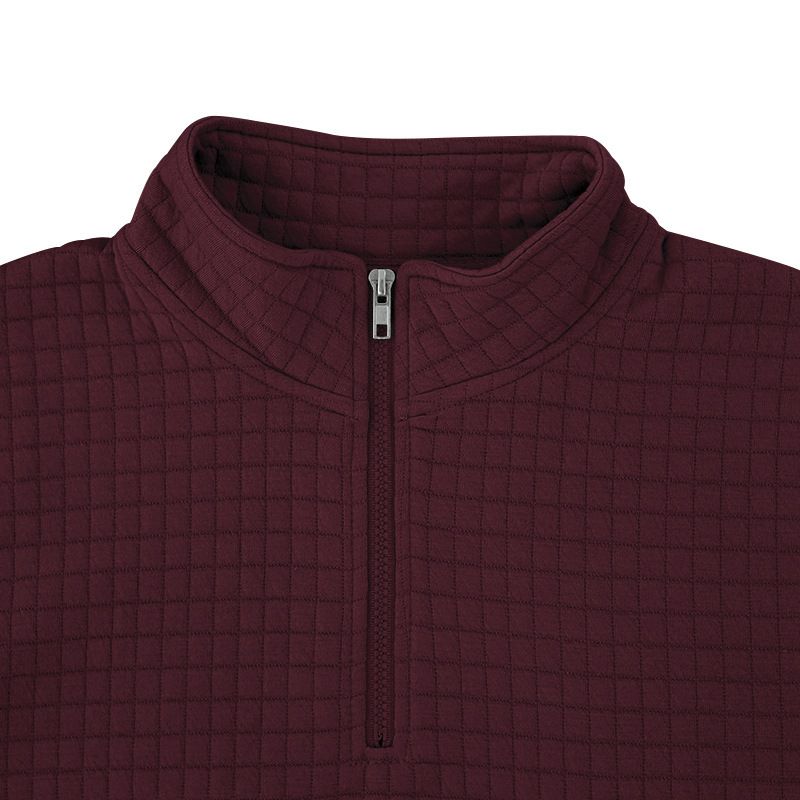 Felpa con cappuccio a quadri piccoli da uomo, primavera e autunno, con collo alto e mezza cerniera, da uomo_voghion.com