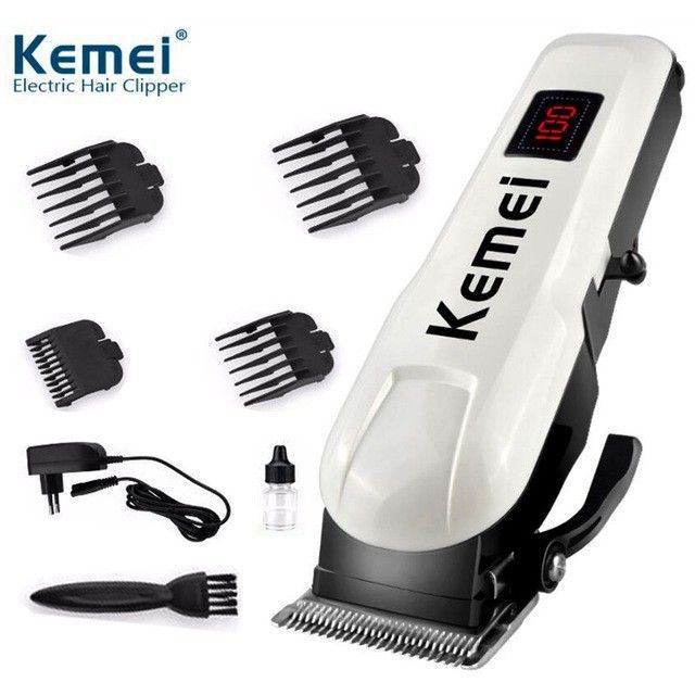 Kemei Cortador de Corte Recarregável Hine Profissional com Tela LCD Aparador de Pelos Elétrico Sem Fio_voghion.com