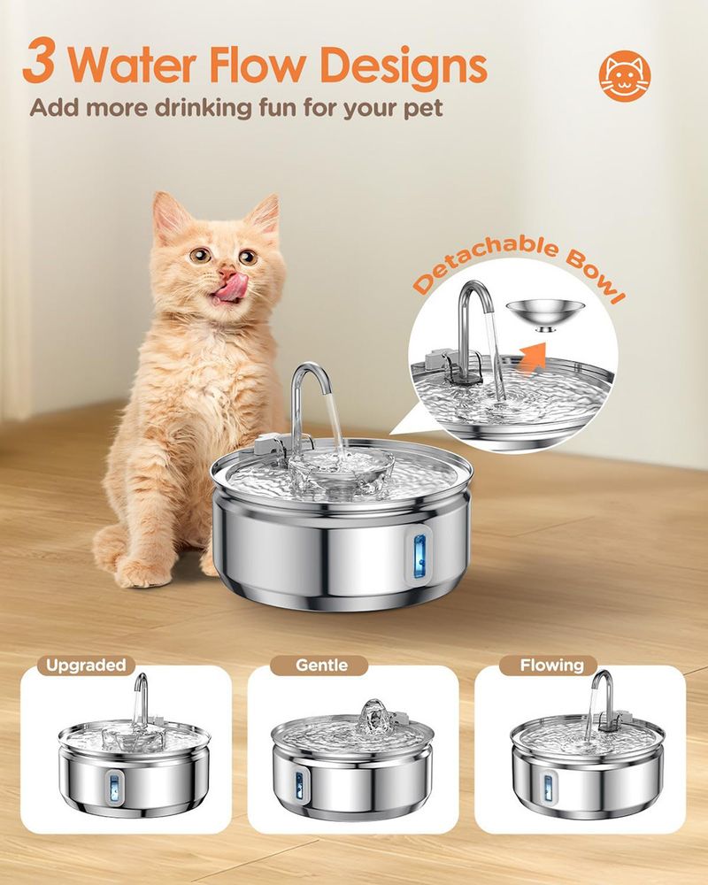 Cat Automatisk Vanddispenser Rustfrit Stål Cirkulerende Vand Kæledyr Vand Dispenser Smart Cat Hvalpe Drikkeskål_voghion.com