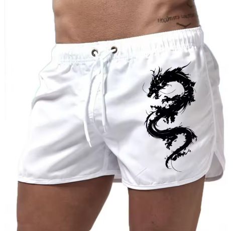 Men's Quick-Dry Polyester Beach Shorts With Dragon Print - Lightweight, Breathable Stylish For Summer Sports & Casual Wear (Multiple Colors & )_voghion.com