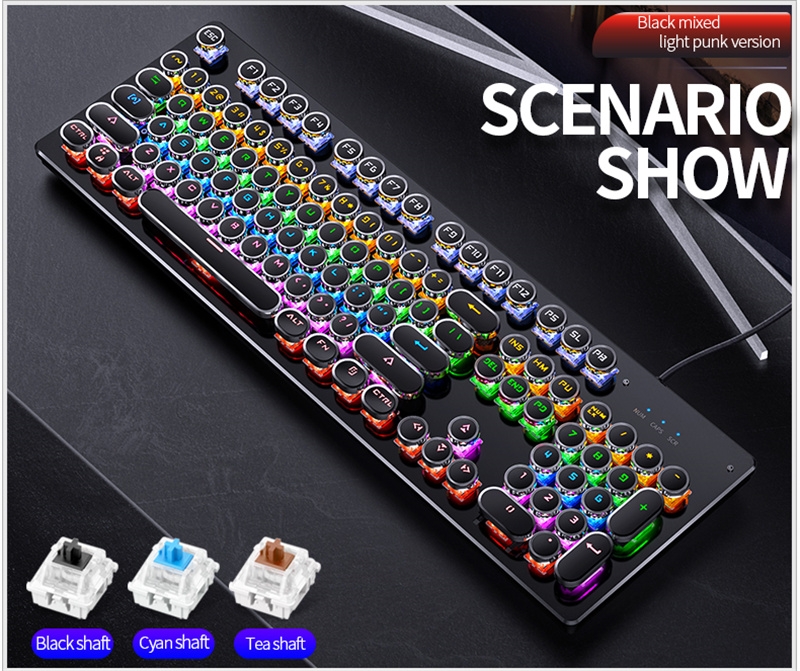 Versione ZK Punk RGB retroilluminato cablato vera tastiera meccanica chiave interfaccia USB asse sostituibile gioco O_voghion.com