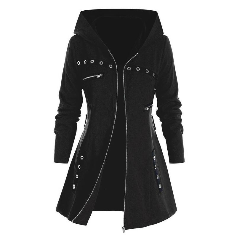 Giacca con cappuccio a maniche lunghe da donna, stile autunno e inverno 2021_voghion.com