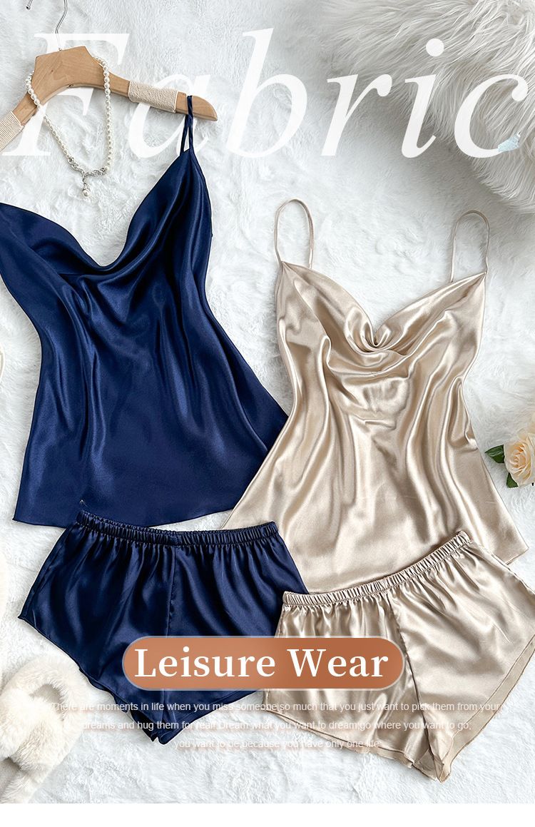 Damen Nachtwäsche Zweiteilige Kleidung Dünne Home Hosenträger Shorts Anzug_voghion.com