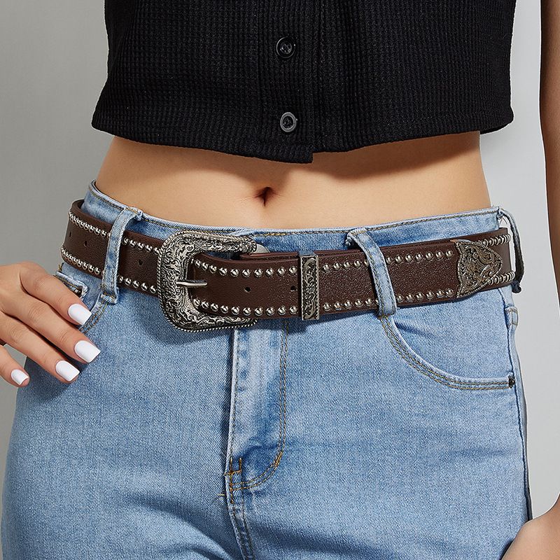 Naujas Liu Nail Punk stiliaus diržas, individualizuotas vyriškas ir moteriškas džinsai Madingi mados universalus diržas Europos ir Amerikos tarpvalstybinis taškas_voghion.com