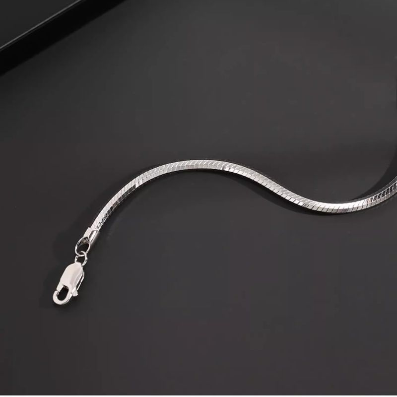 Bracciale ottagonale in argento puro con osso di serpente per uomo, semplice, elegante, stile punk, con catena rotonda._voghion.com
