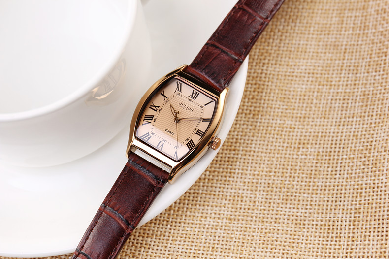 Orologio da coppia elegante alla moda Romanico semplice Cinturino in pelle di alta qualità regalo Orologio da lavoro casual al quarzo impermeabile a forma di botte di vino_voghion.com