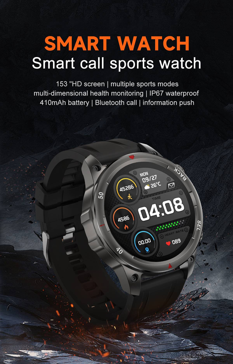 2024 Neue Outdoor-Militär-Smartwatch DK68 für Männer mit NFC-Zugangskontrolle, Entsperren von Bluetooth-Funkanrufen, Gesundheit, Sport, Frauen_voghion.com