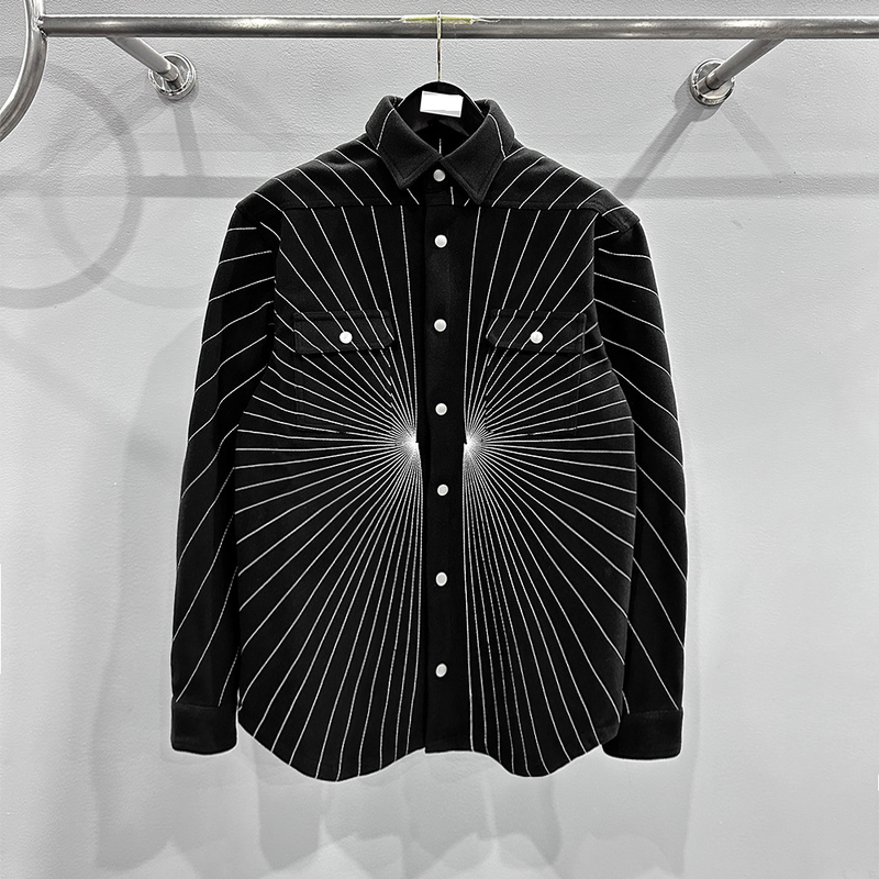 Men's Clothing Dark Show Laser Embroidery Shirt style Button Jacket Woolen Autumn and Winter Coat_voghion.com