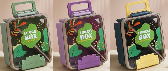 Draagbare Flip Lunchbox Waterbekerset Sandwich Fruitsalade Lunchbox Verzegeld 2 Compartimenten Magnetron Lunch_voghion.com