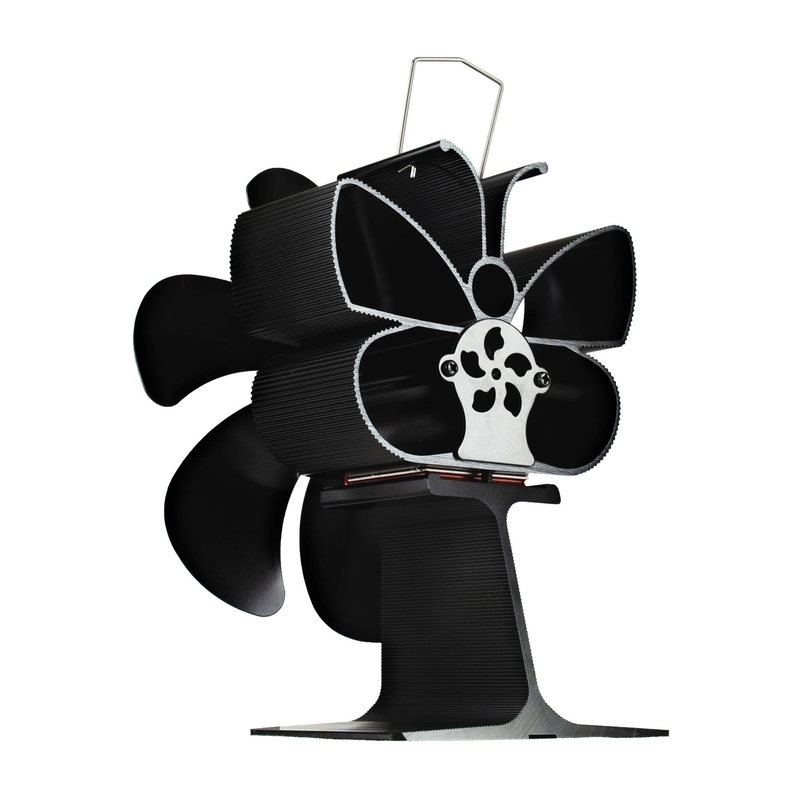 Wärmebetriebener Ofenventilator aus Aluminium —— Ein umweltfreundlicher, effizienter und stilvoller Begleiter für die Heizung Ihres Zuhauses, ausgestattet mit einem 6-Blatt-Ventilatorblatt im Schmetterlingsstil_voghion.com