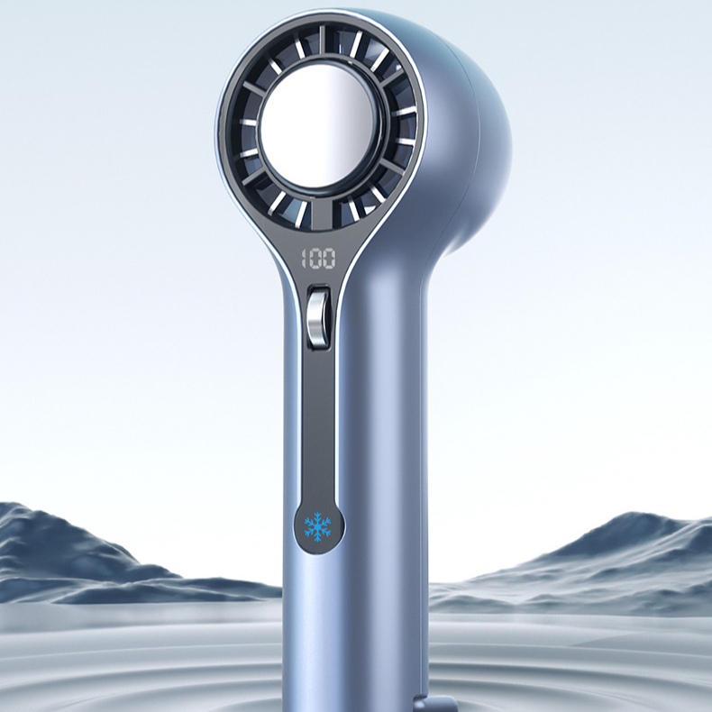 Fan USB Rechargeable Handheld Cooling Fan Semiconductor Turbo Technology Digital Display & Adjustable Speed Compact For Office Travel_voghion.com