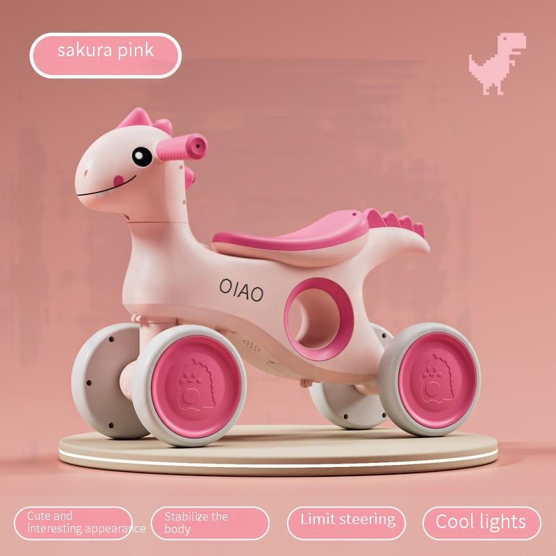Leichter Kinderwagen mit vier Rädern, Dinosaurier-Roller, Jo-Jo-Auto, Baby-Balance-Auto, Kinder-Lauflernwagen, Rollover_voghion.com