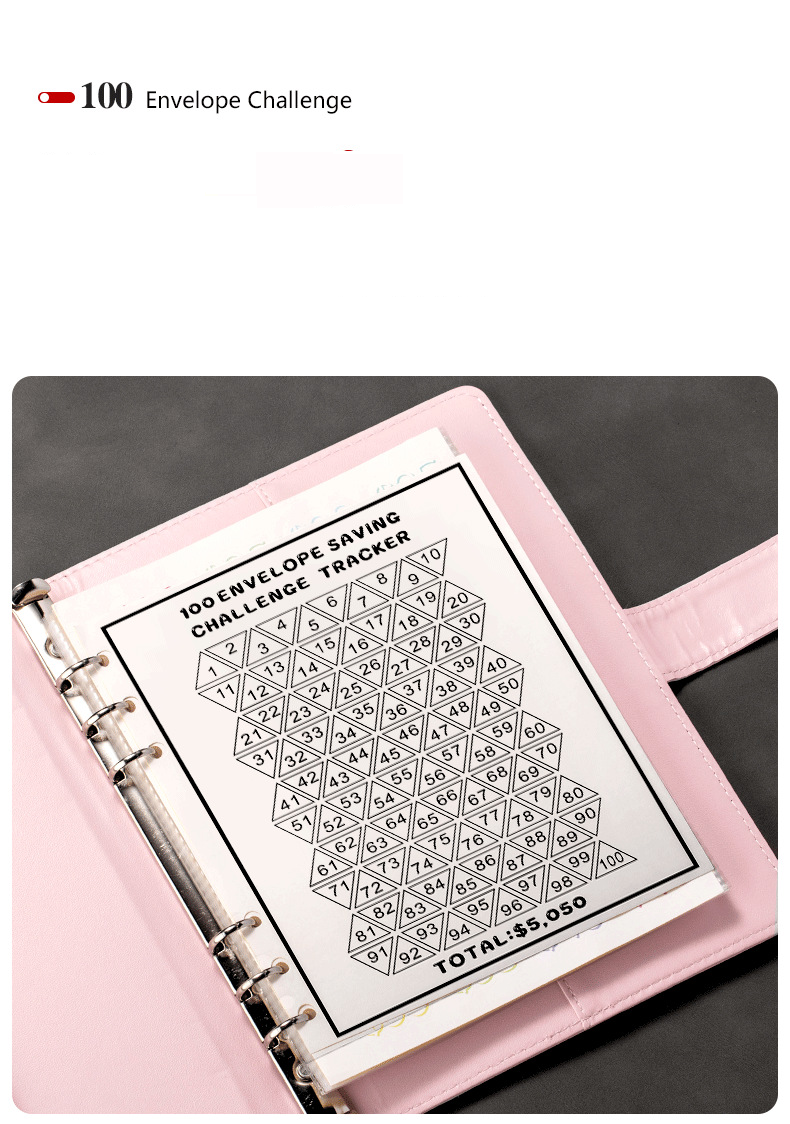 Refillable Notebooks Loose Leaf Couple 100 Day Challenge To Save Money Saving Notebook Loose Leaf Handbook_voghion.com