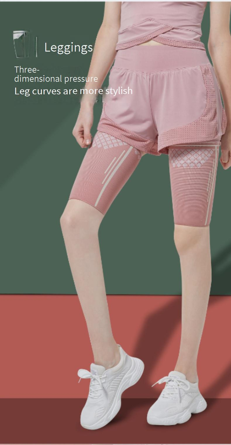 Maniche di supporto per le cosce in nylon e spandex per donna - Maniche di compressione per le gambe da corsa anti-sfregamento, supporto muscolare traspirante per basket e danza_voghion.com