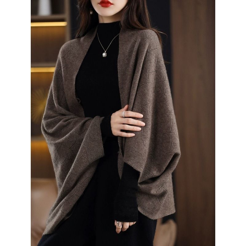 Women's Versatile Knit Shawl Scarf Wrap - Oversized Open Front Cardigan Cape In Solid Colors For Fall & Winter_voghion.com