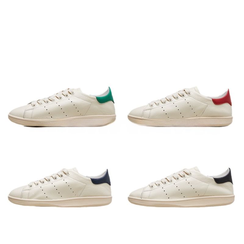 Pantofi sport casual cu fund plat pentru cupluri, bărbați și femei, toamna, strat superior, vârf rotund, pantofi mici albi din piele de vacă_voghion.com