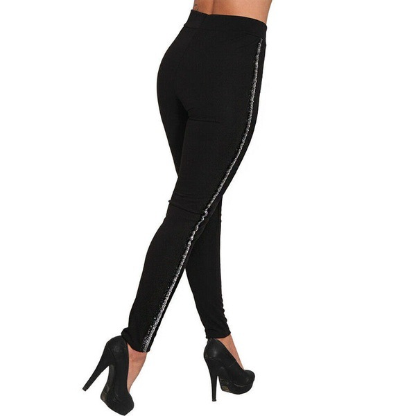 Pantaloni sportivi da yoga con giunture colorate da donna, pantaloni a vita alta con sollevamento dei fianchi_voghion.com