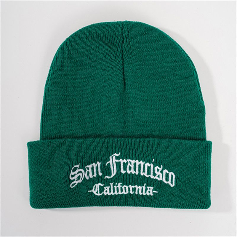 Hats autumn and winter men's and women's warm knitted hats embroidered letters versatile personalized wool hats cold-proof beanie hats_voghion.com
