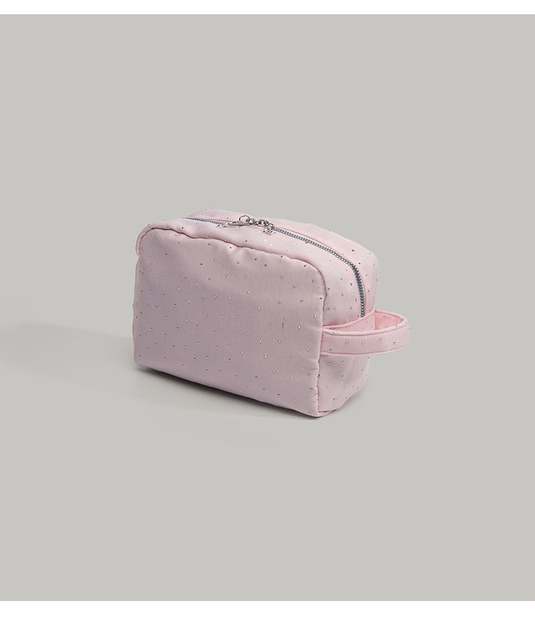 Borsa per il trucco in velluto con strass - Organizer per cosmetici elegante e portatile, pochette da viaggio per articoli da toeletta, piccola borsa per gli oggetti essenziali quotidiani_voghion.com
