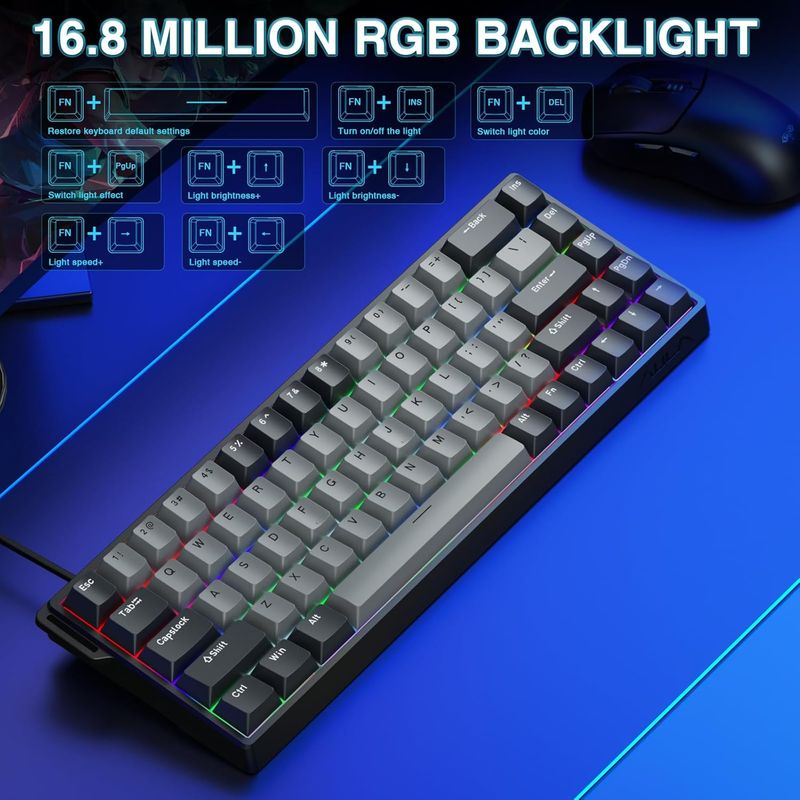 AULA WIN68 HE Mekanik Oyun Klavyesi %60, Hall Etkili Manyetik Anahtar, Hızlı Tetikleme Modu Ayarlanabilir Hareket, 8000 Hz Sorgulama Oranı, RGB Arka Aydınlatmalı Wi_voghion.com