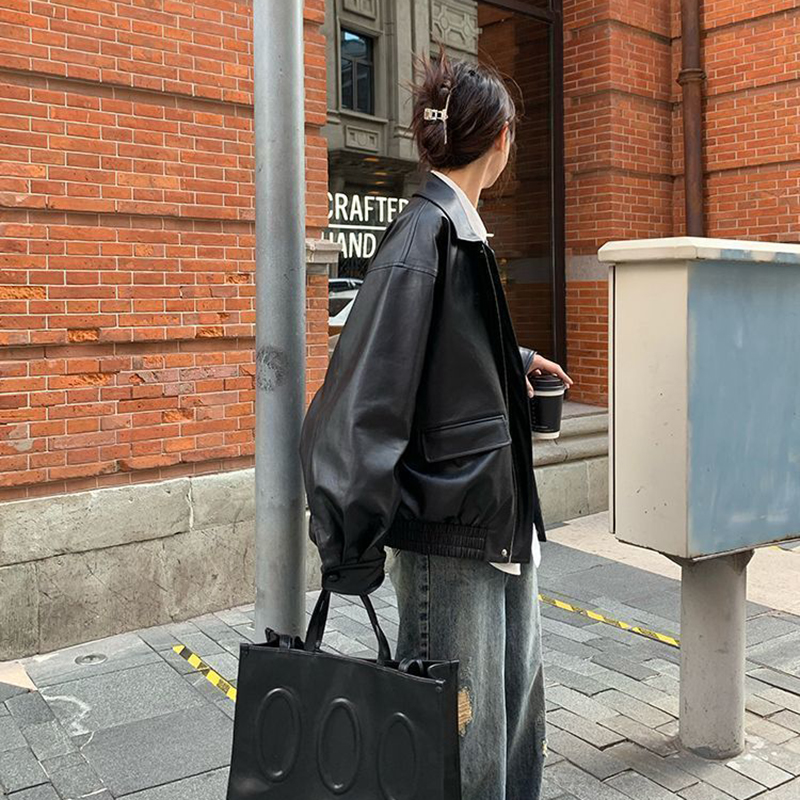 Jmprs Vintage női PU dzseki női High Street Techwear túlméretezett műbőr motoros kabát Bf Punk hétköznapi rövidített_voghion.com