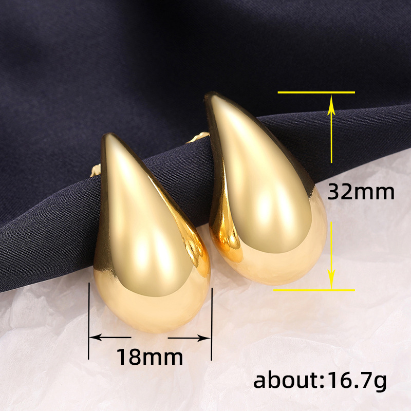 Cao Shi Fashion OL Women's Large Water Drop Smooth Face Simple and Hot Selling Earrings_voghion.com