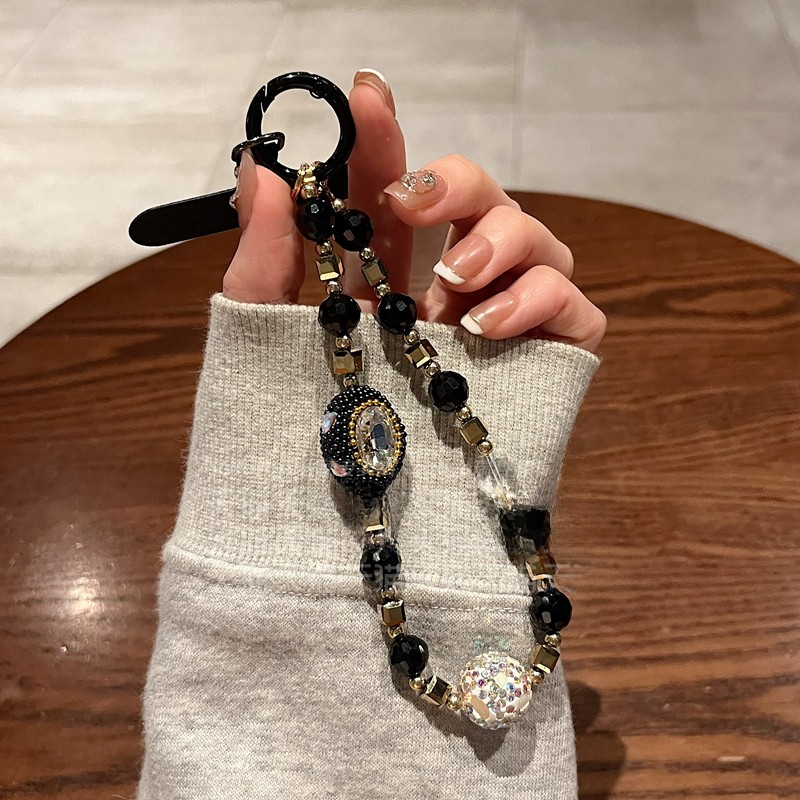 Light luxury mobile phone chain pendant, sparkling diamond, thousand diamond high-end bead wrist bracelet, rope hanging_voghion.com
