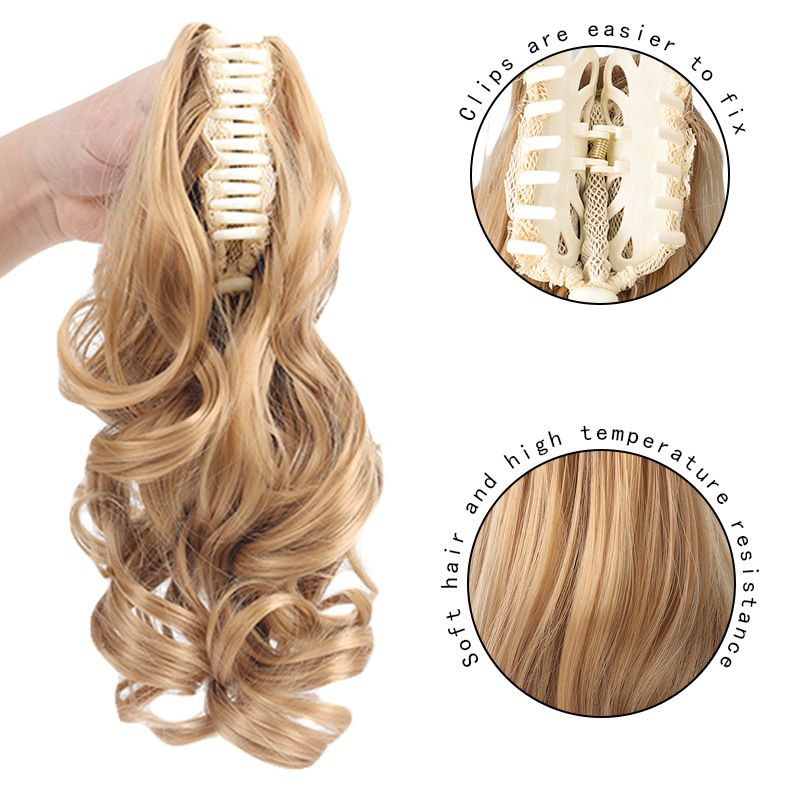 Langes Haar, Mode, fauler Clip, lockiges Haar, Pferdeschwanz, Haarschmuck, natürliche, flauschige Simulation, falsche Zöpfe, Perücken für Frauen_voghion.com