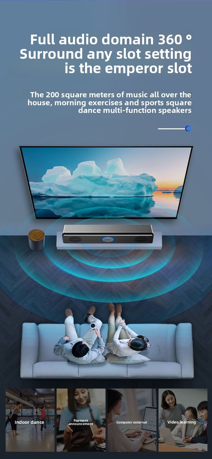 Long Wired Bluetooth For Home Desktop Dual Subwoofer Computer Speaker_voghion.com