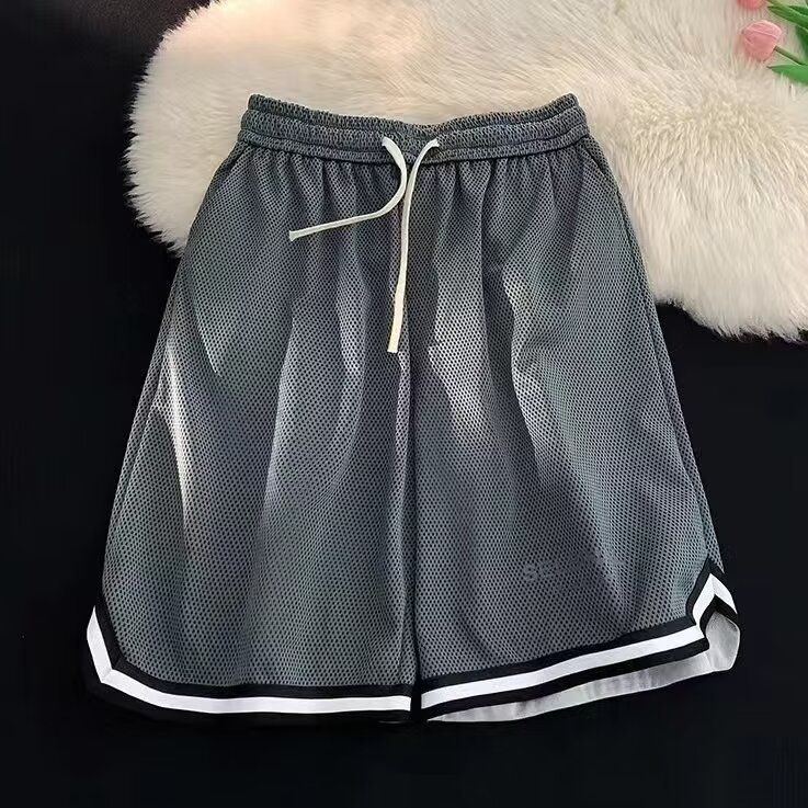 Herrenbekleidung Sommer-Basketball-Shorts aus Eisseide für Herren, atmungsaktive Mesh-Sporthose, große Freizeitshorts_voghion.com