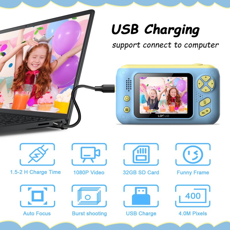 【Hohe Qualität】 4000W HD Großbildobjektiv Flip Selfie Neue Digitalkamera für Kinder_voghion.com