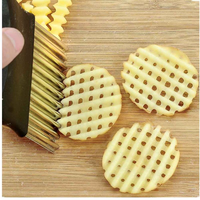 3-teiliges Edelstahl-Messer zum Schneiden von Pommes frites, Teig, Gemüse und Obst (Wellen-, Kartoffel- und Zerkleinerer)_voghion.com