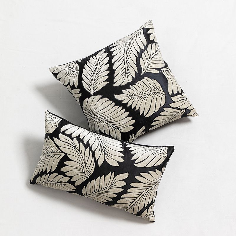 Nuovo modello di cuscino in jacquard con fiori a foglia, cuscino per divano, cuscino per comodino_voghion.com