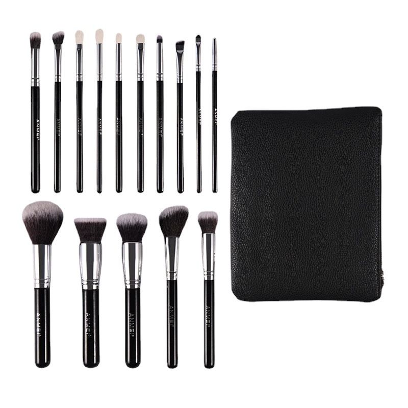 Set completo da 15 pezzi di pennelli per trucco con peli di animali, strumenti di bellezza portatili, pennelli per ombretti in polvere libera_voghion.com