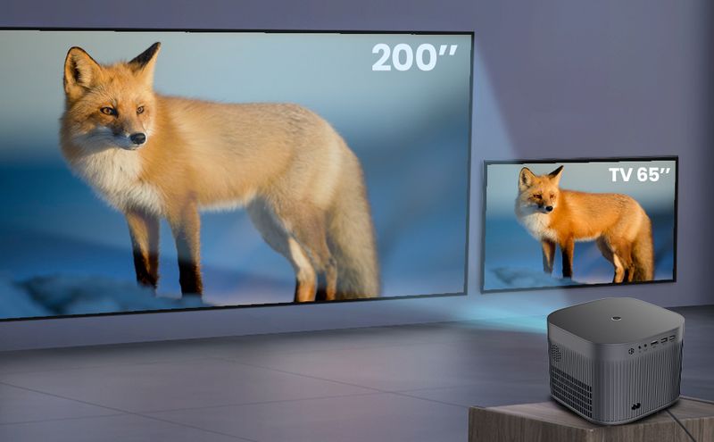 1080P didelės raiškos išmanusis F18 namų miegamajam, svetainei, mobiliajam telefonui, „Android“ sistemos projektoriui_voghion.com