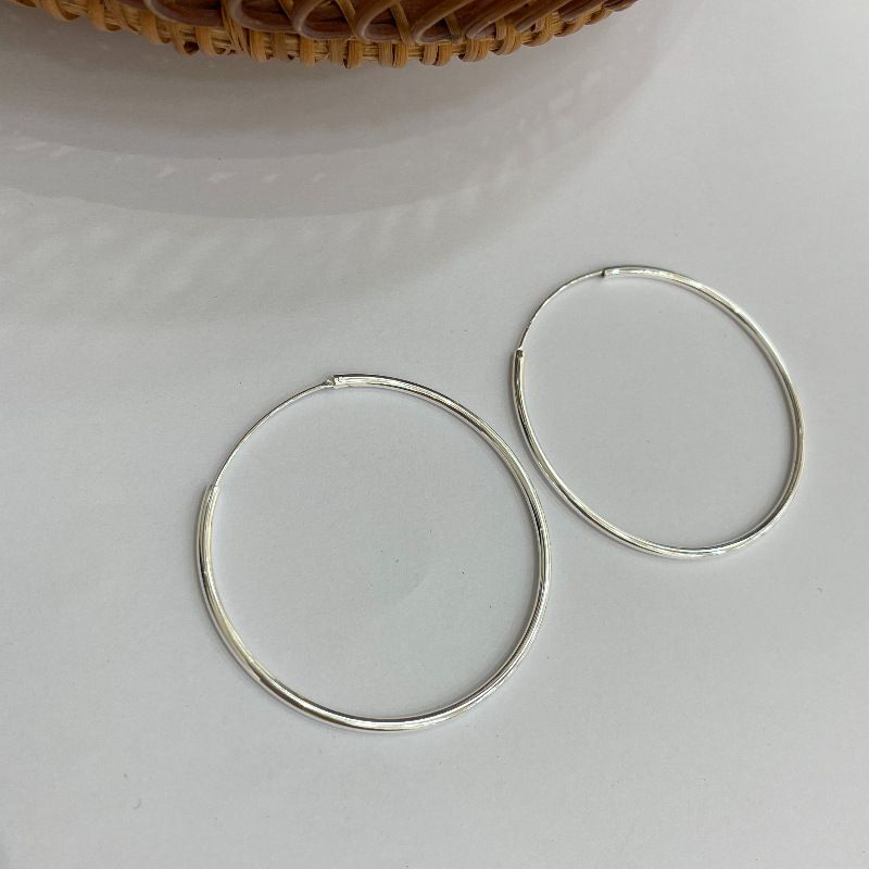 S925 Sterling Silver Thick Large Circle Plain For Women, Internet Celebrity Hot Style Elegant Hoop New Earrings_voghion.com
