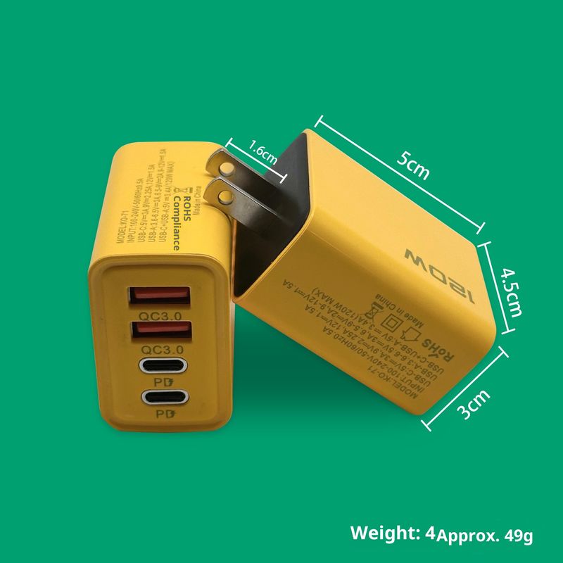 Cross-Border 120W USB + Dual PD Multi-Port US EU UK Standard Fast Charging Head Mobile Phone Charger_voghion.com