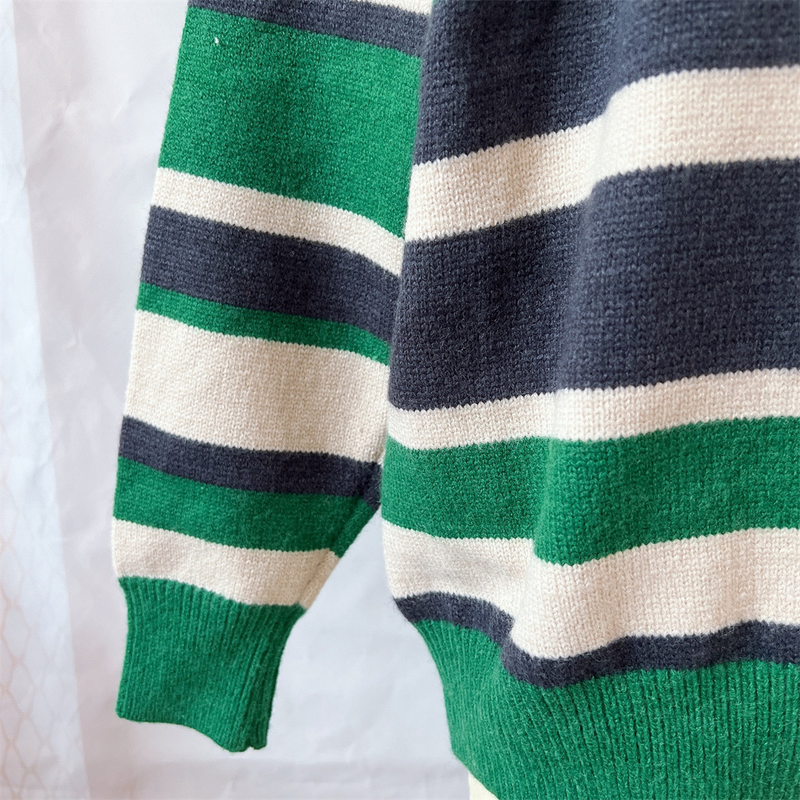 Autumn and winter new camouflage striped hand hooked rope single-breasted long-sleeved knitted cardigan sweater_voghion.com